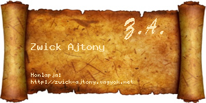 Zwick Ajtony névjegykártya